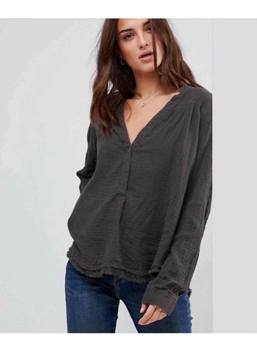 Free people cotton crinkle pullover top